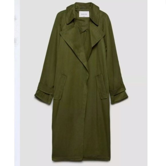 Aritzia Babaton Monterey (Green) Lawson Open Trench Coat - M - Picture 13 of 14